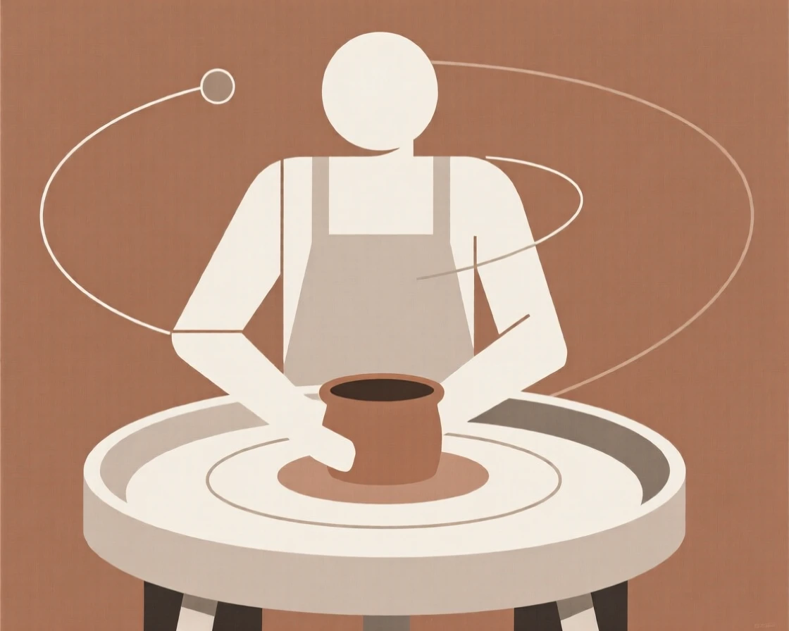 A man working at a pottery wheel