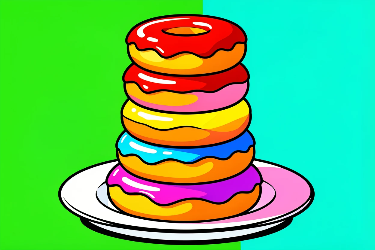 Plate of glazed donuts stacked in a tower