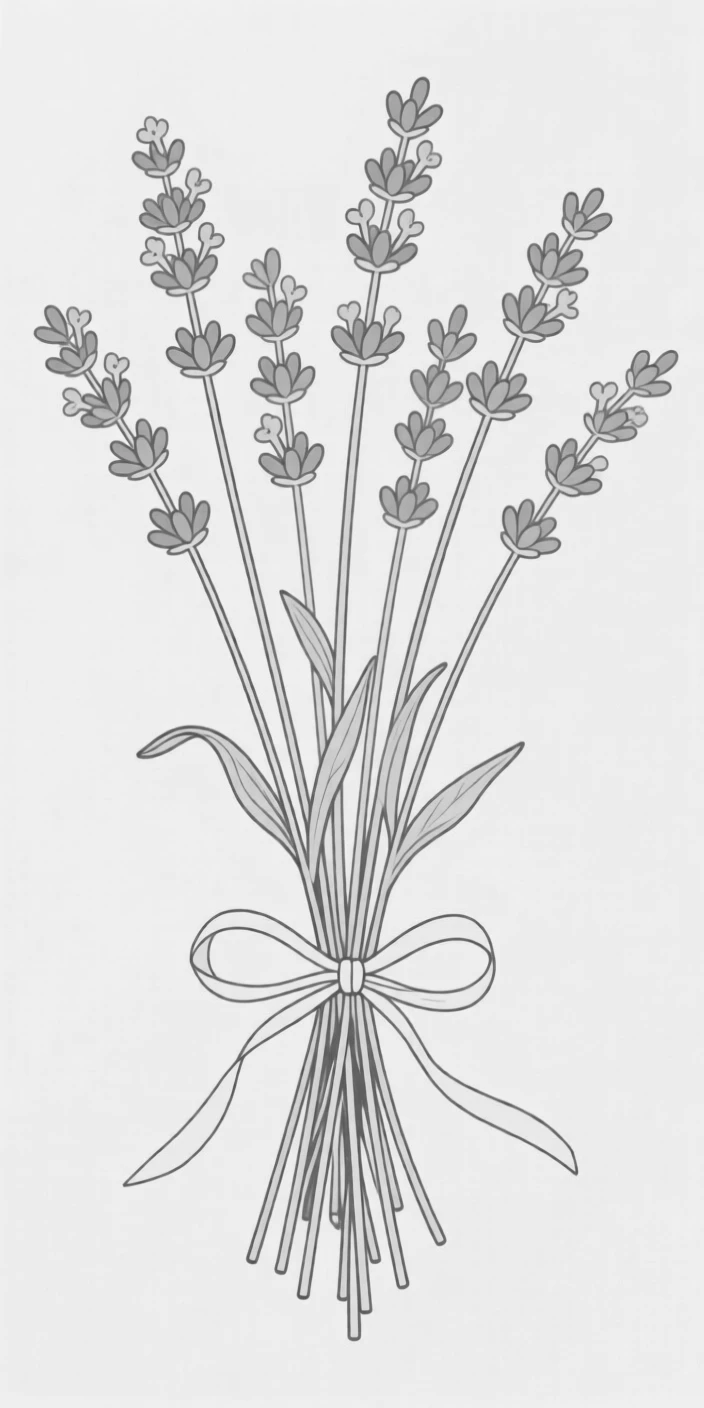 A cluster of lavender stems tied together