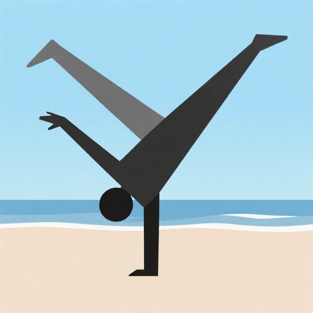 A person doing a cartwheel on a beach