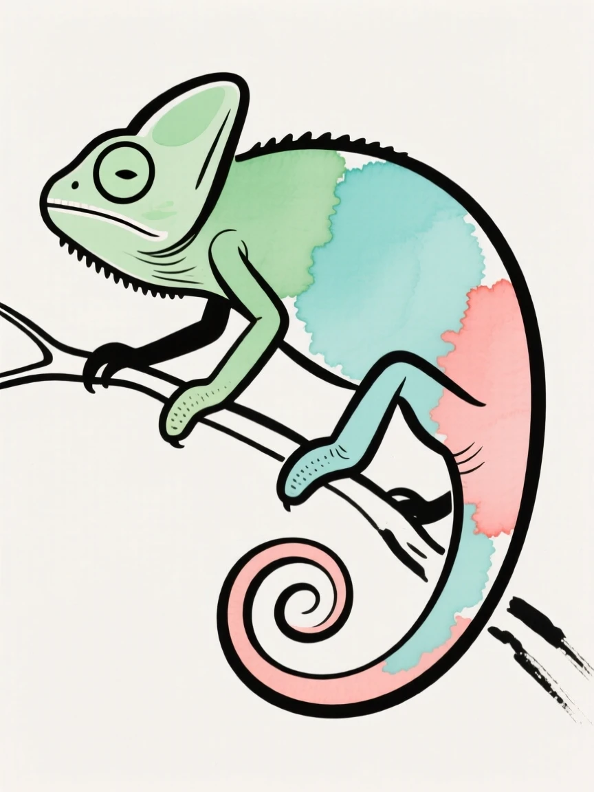 A chameleon changing color