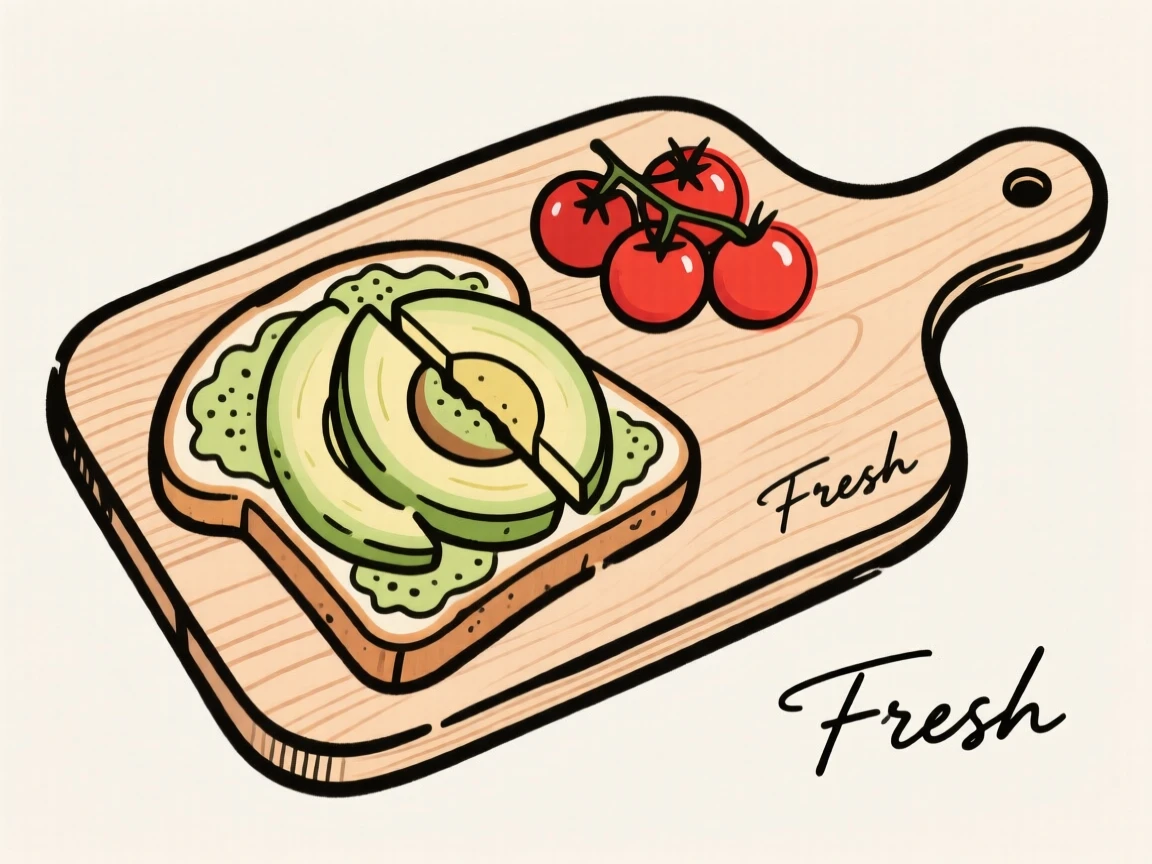 A wooden cutting board with sliced avocado toast and cherry tomatoes.
