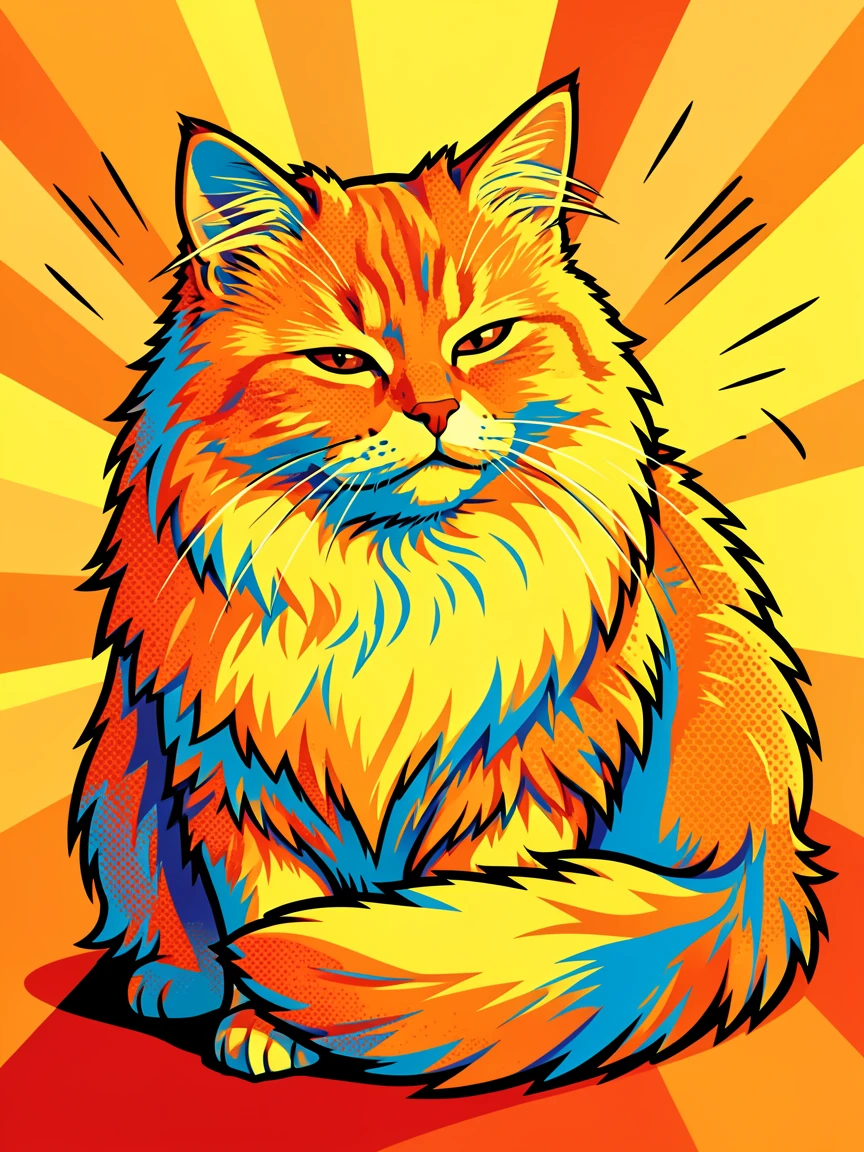 A fluffy Persian cat basking in warm afternoon sunlight