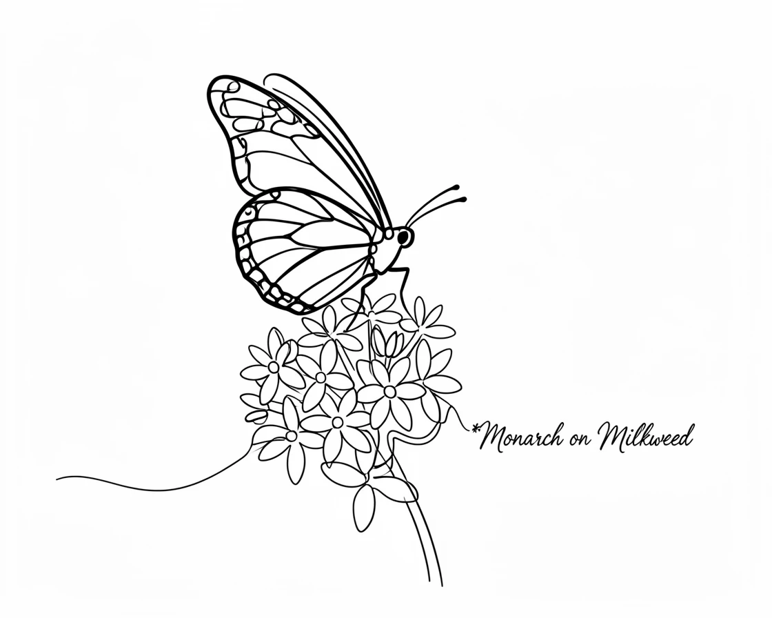 A monarch butterfly resting on a cluster of milkweed blossoms