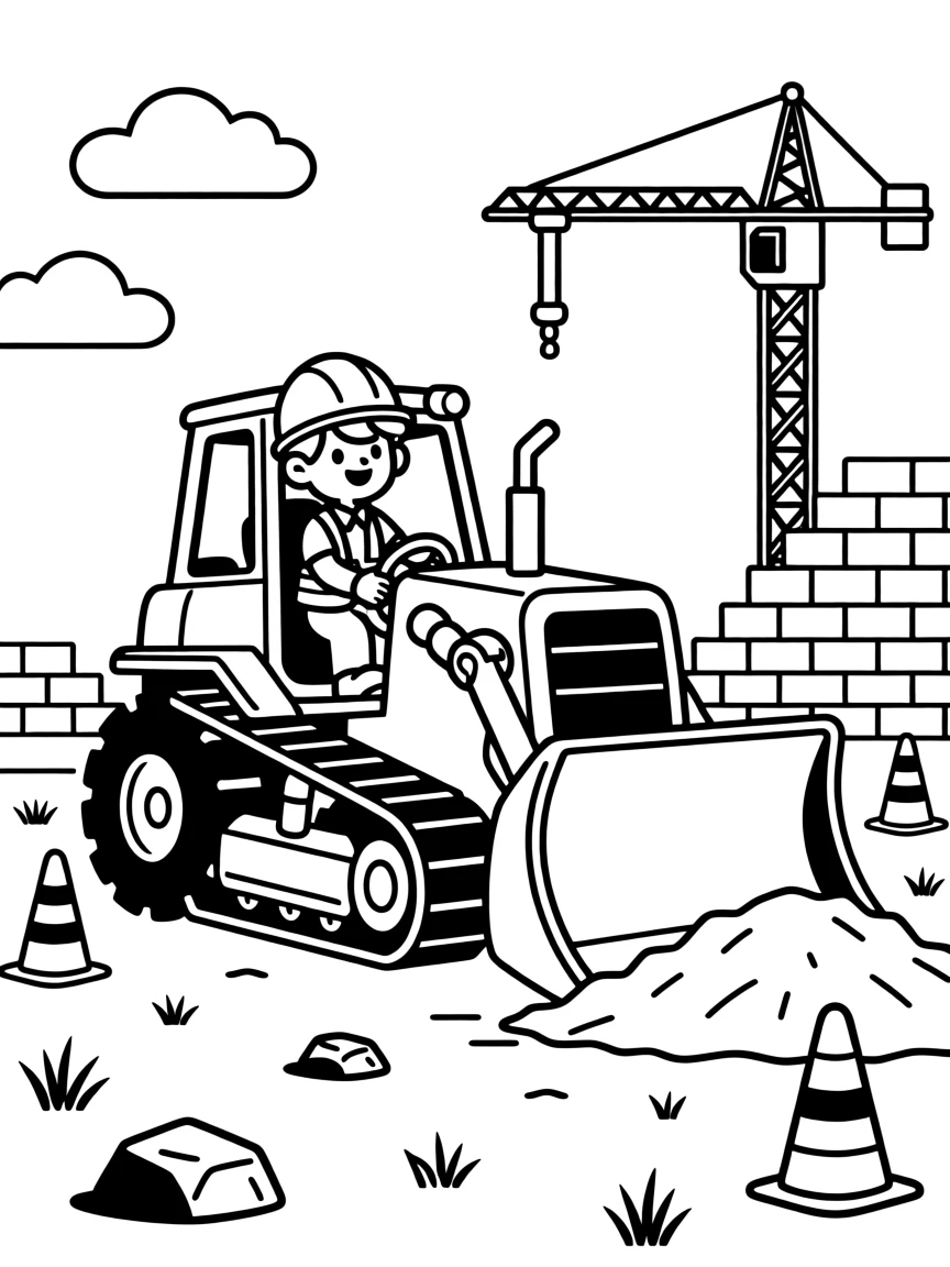 A bulldozer pushing dirt at a construction site
