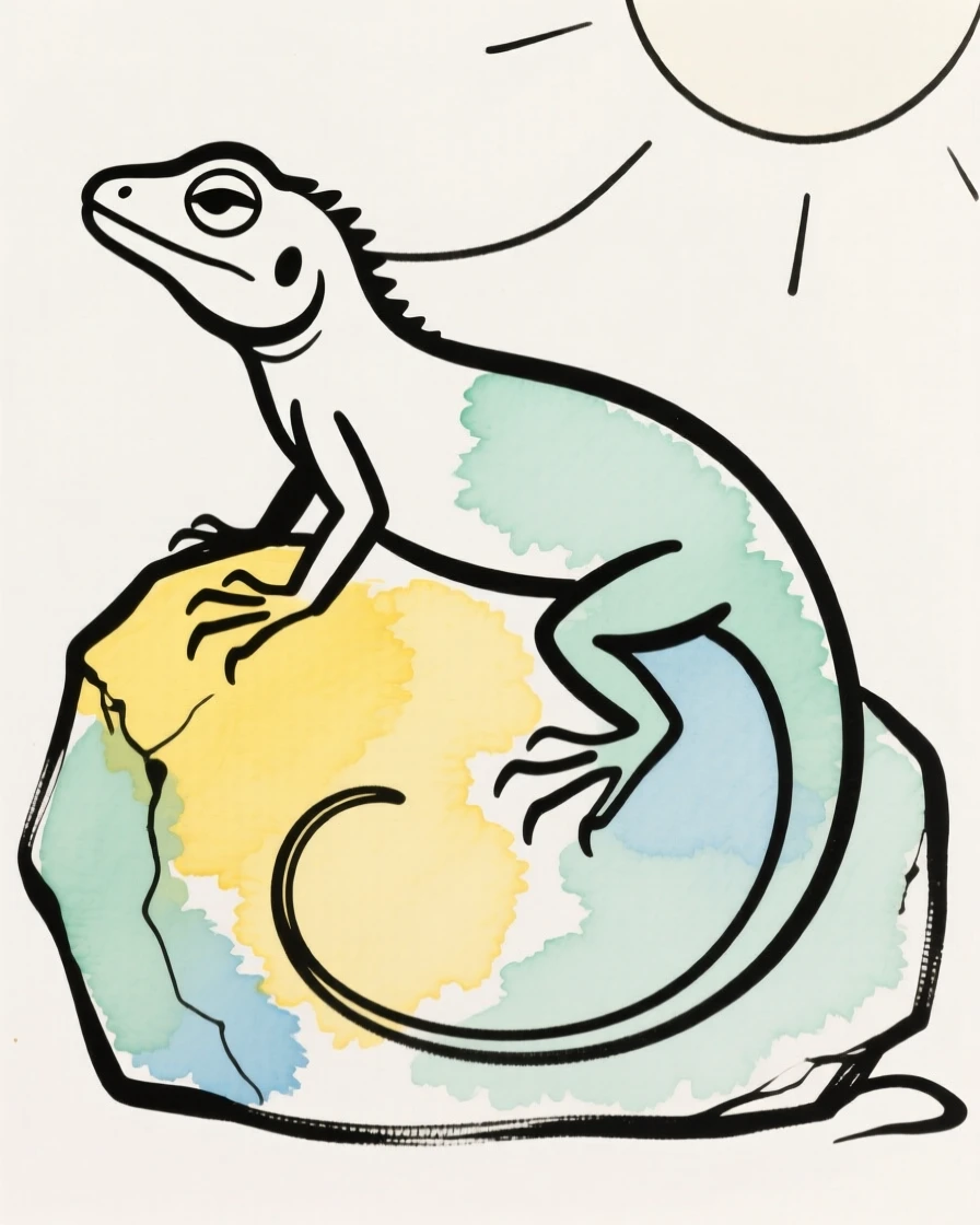 A lizard sunbathing on a rock