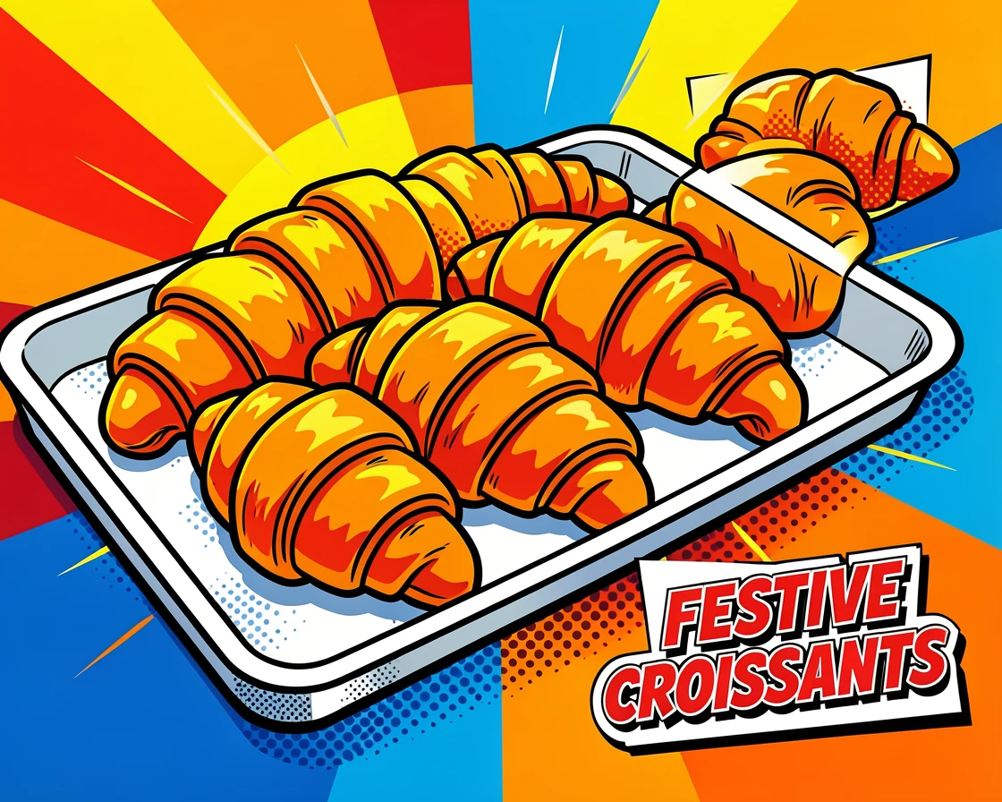 A tray of late-day croissants arranged elegantly for a festive gathering
