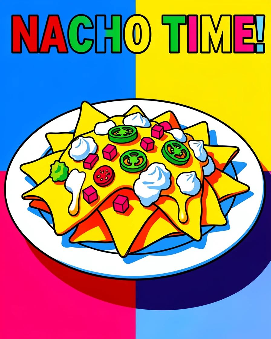 Plate of nachos loaded with toppings