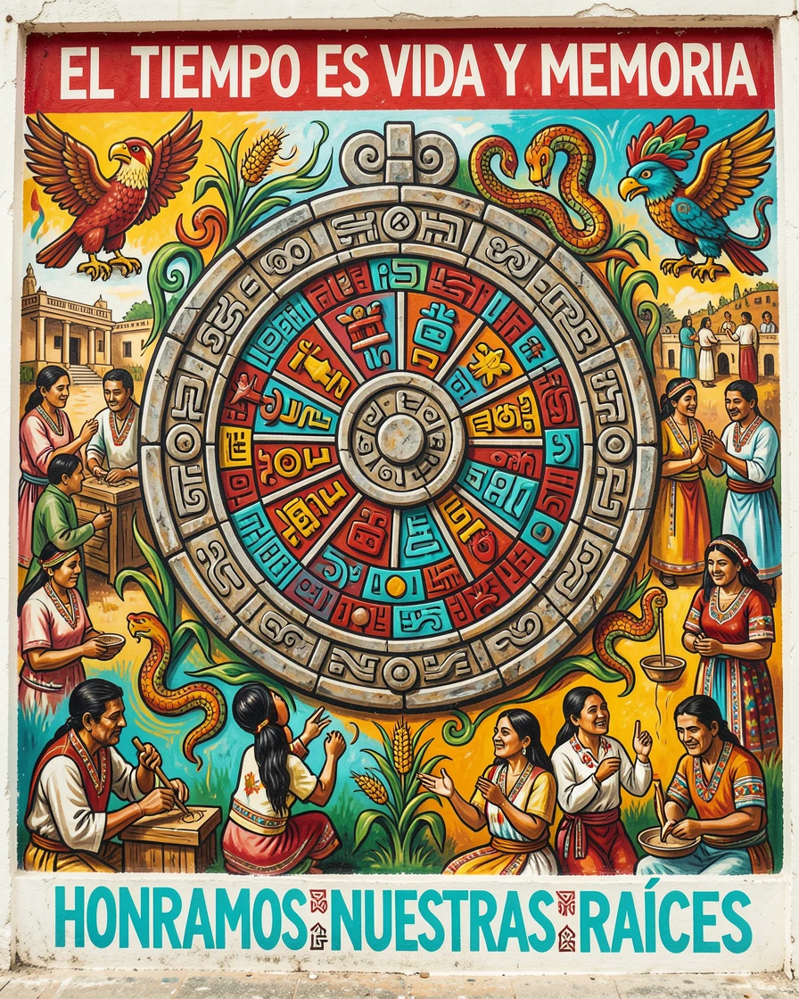 A carved stone calendar wheel from an ancient civilization