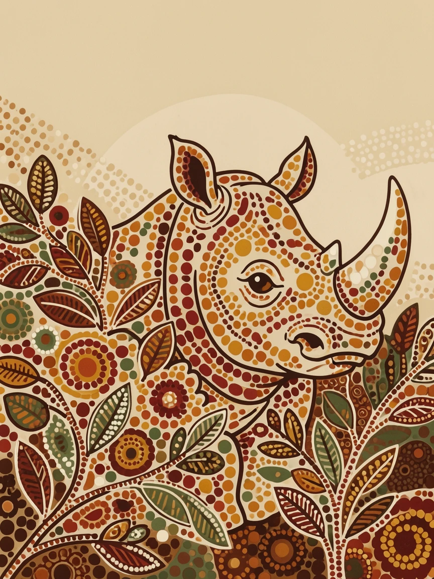 A curious rhinoceros peeking from behind a bush