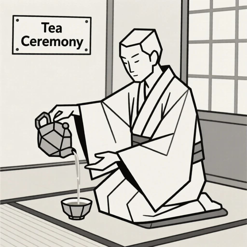 A tea ceremony master pouring tea gracefully
