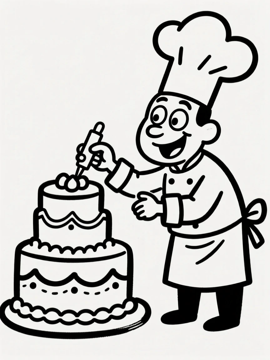 A chef decorating an elaborate wedding cake with delicate piping.