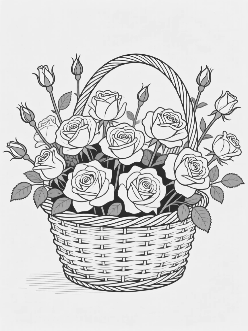 A basket overflowing with garden roses