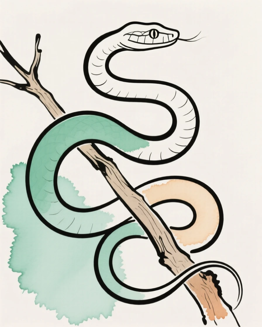 A snake coiled around a branch