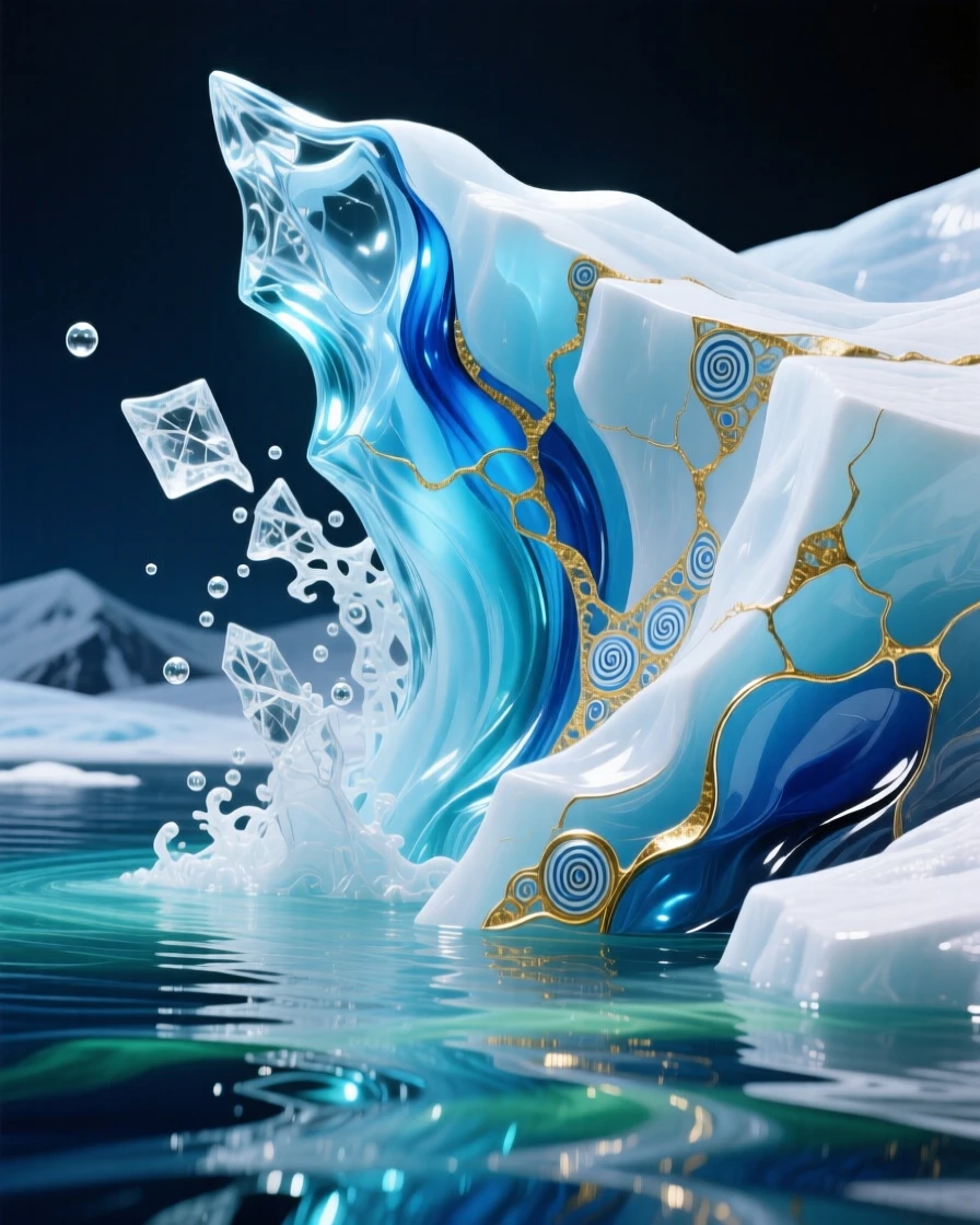 A dramatic glacier calving into an icy fjord, powerful and rare.