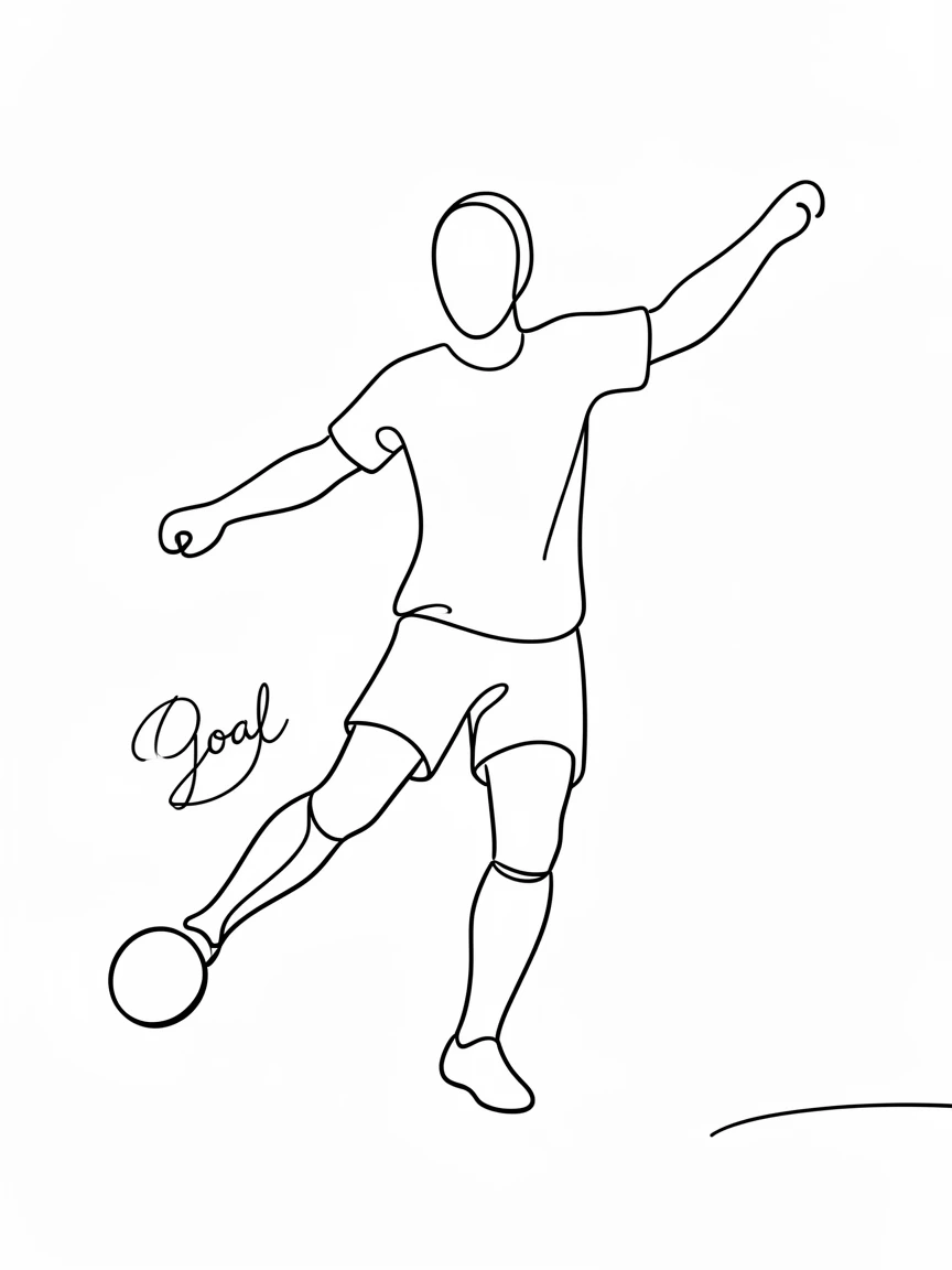 A soccer player kicking a goal