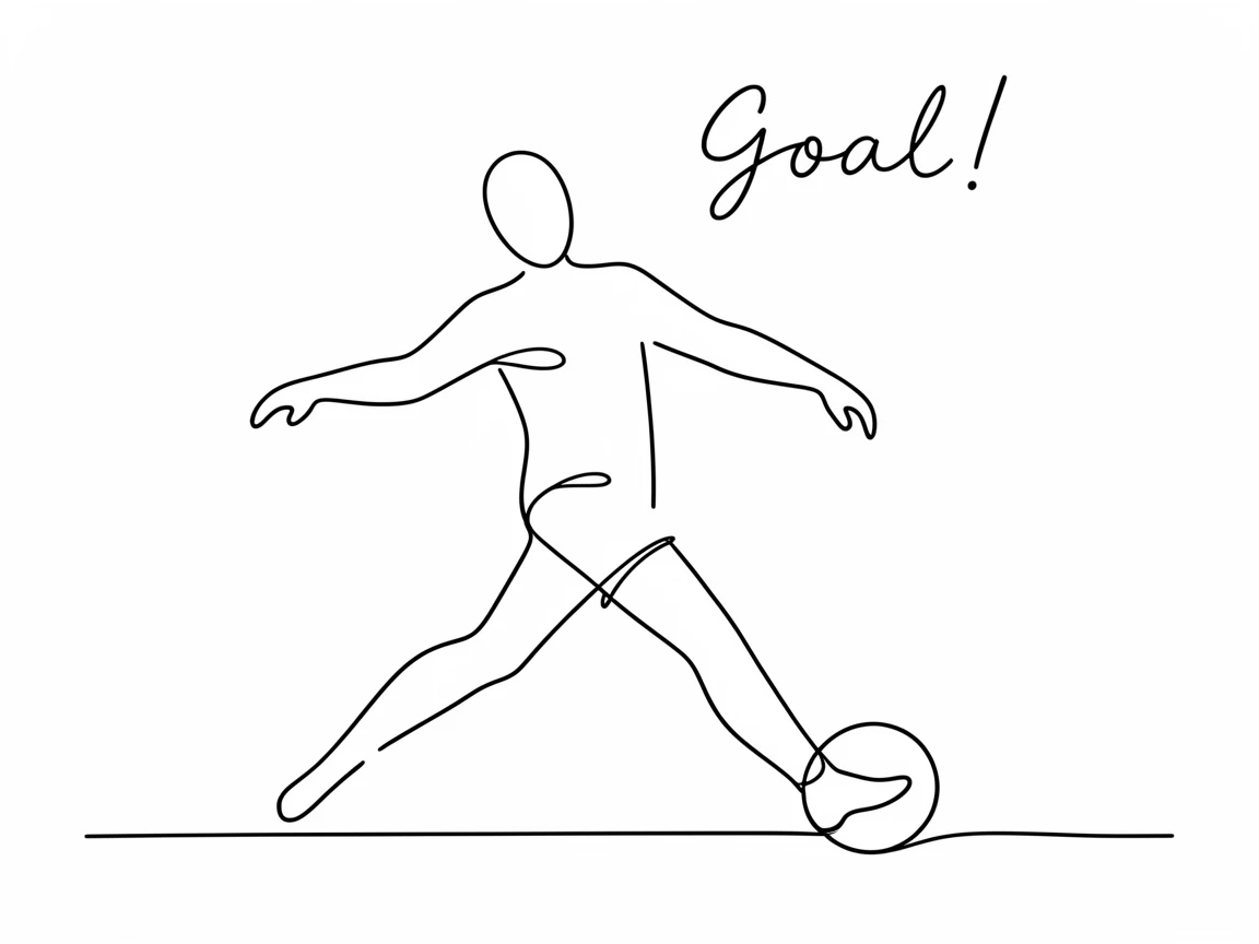 A soccer player kicking a goal