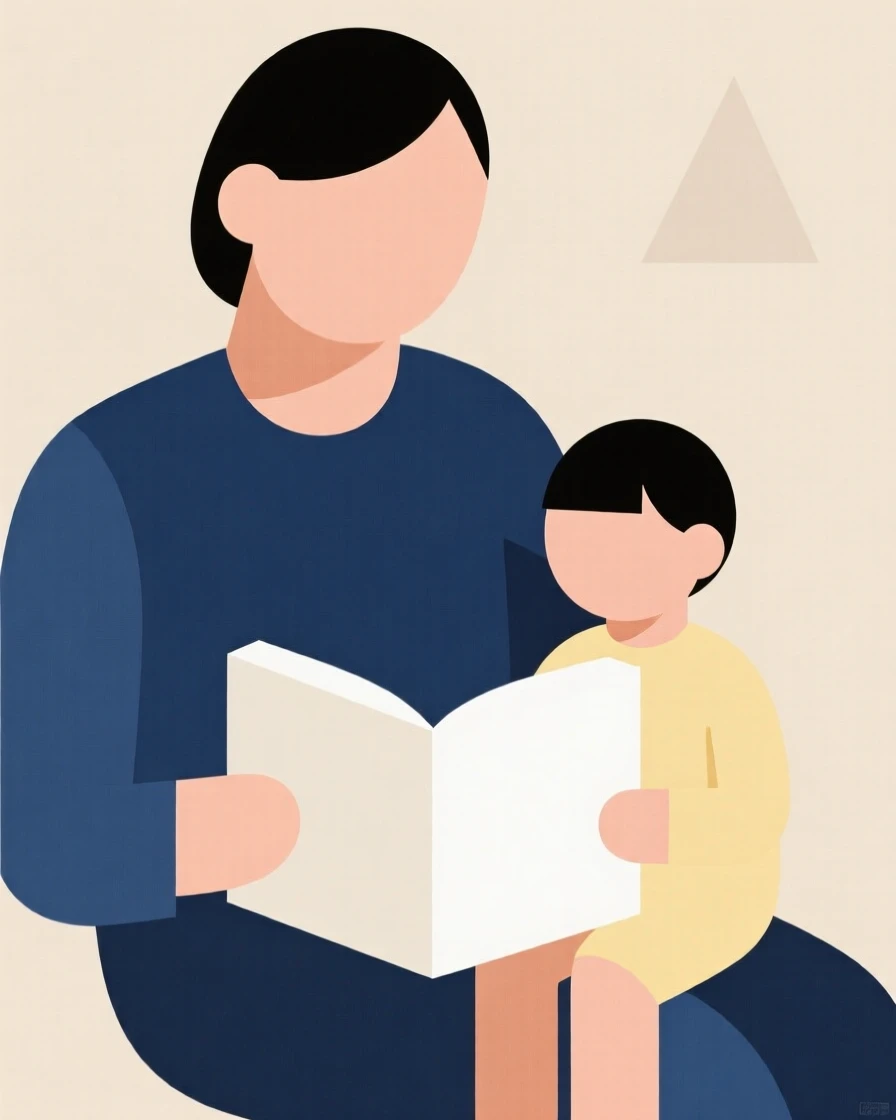A parent reading a bedtime story to a child