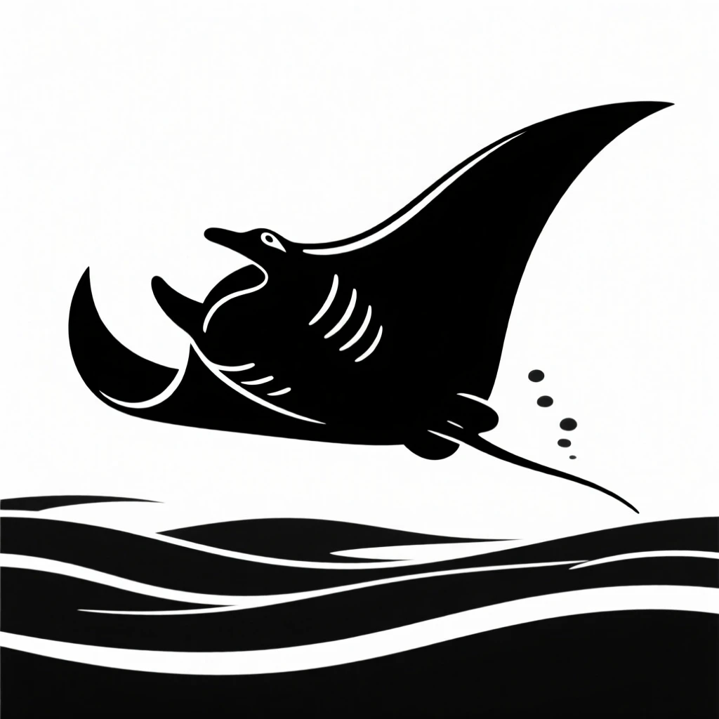 A manta ray gliding gracefully in crystal clear tropical water.