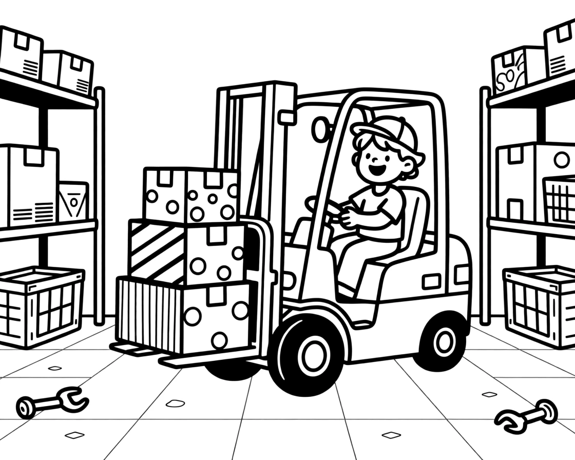 A forklift stacking boxes in a warehouse