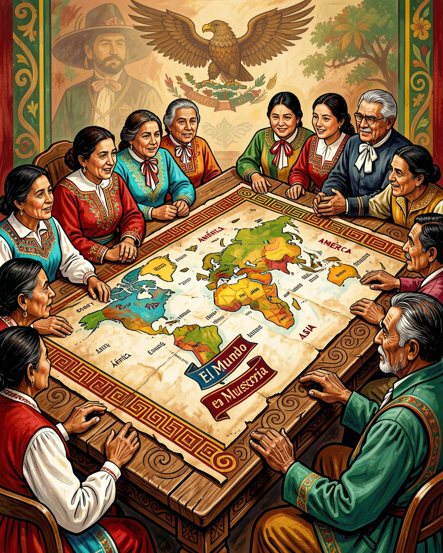 An old world map spread across a wooden table