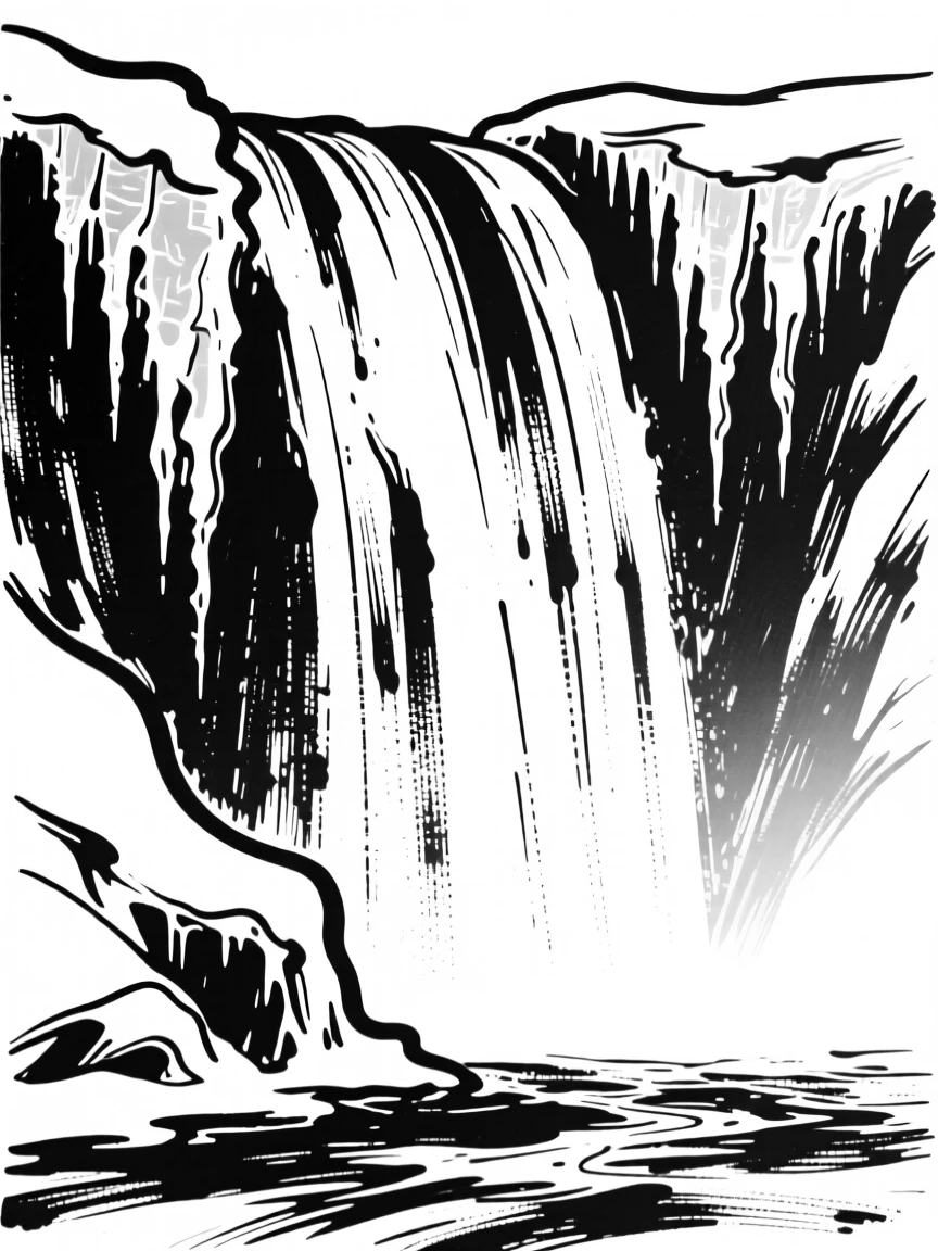 A frozen waterfall with icicles hanging like crystal daggers.