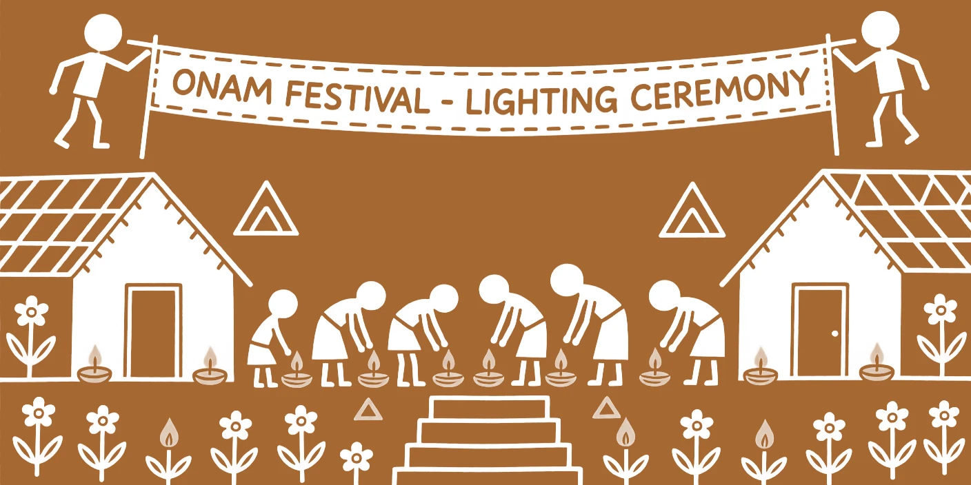 Onam celebrated as families light lamps outside their homes.