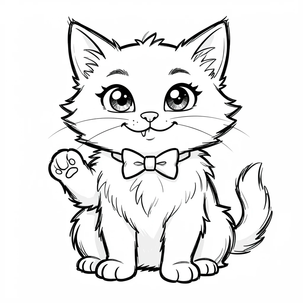 [Cute Animals & Pets] Adorable scene of a fluffy kitten wearing a tiny bow tie posing proudly, bursting with charm and playful energy