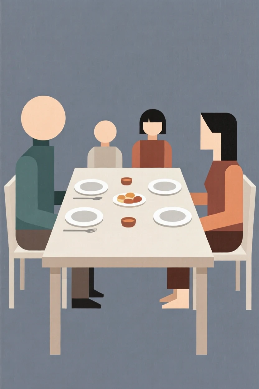 A family gathered around a dinner table