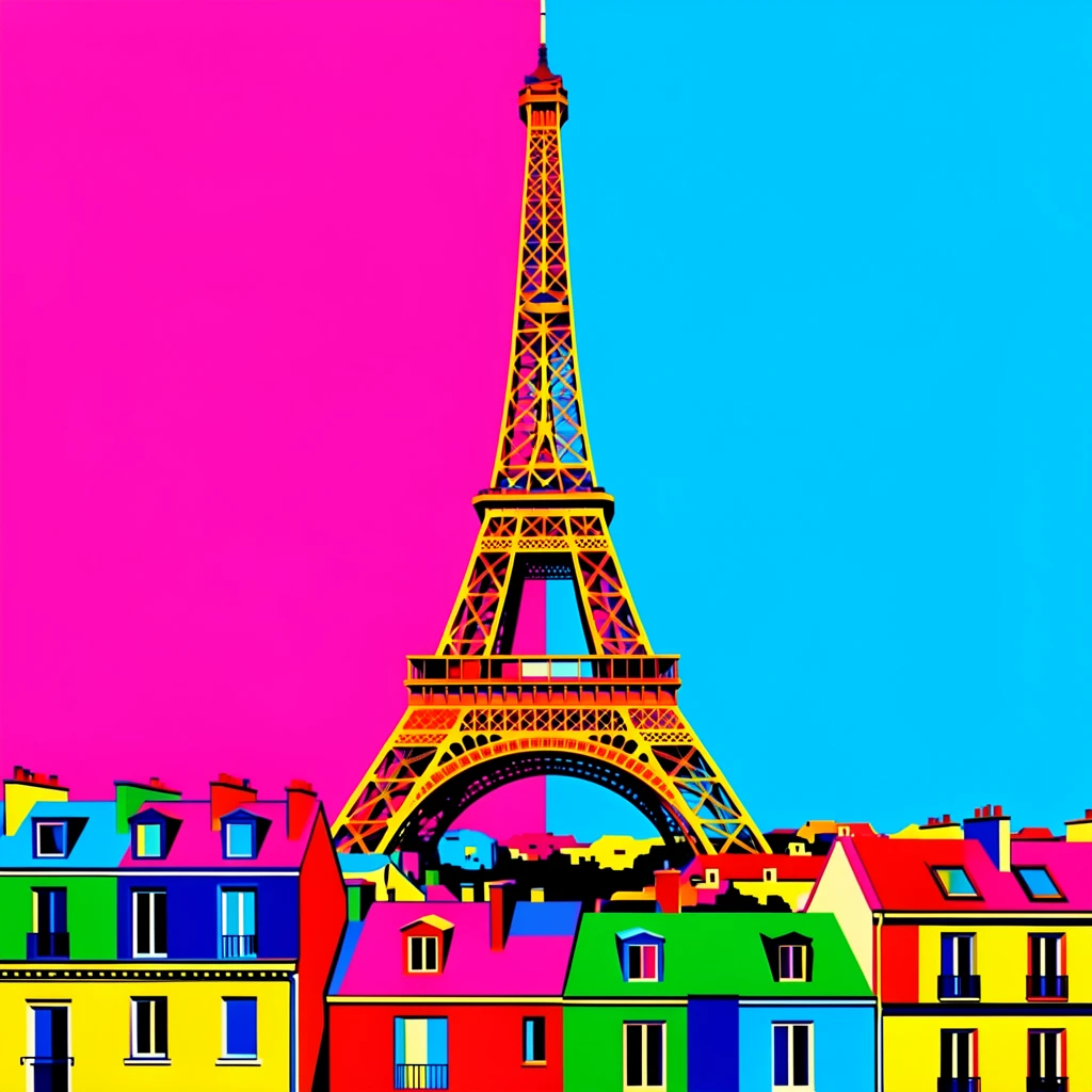 Eiffel Tower rising above Parisian rooftops