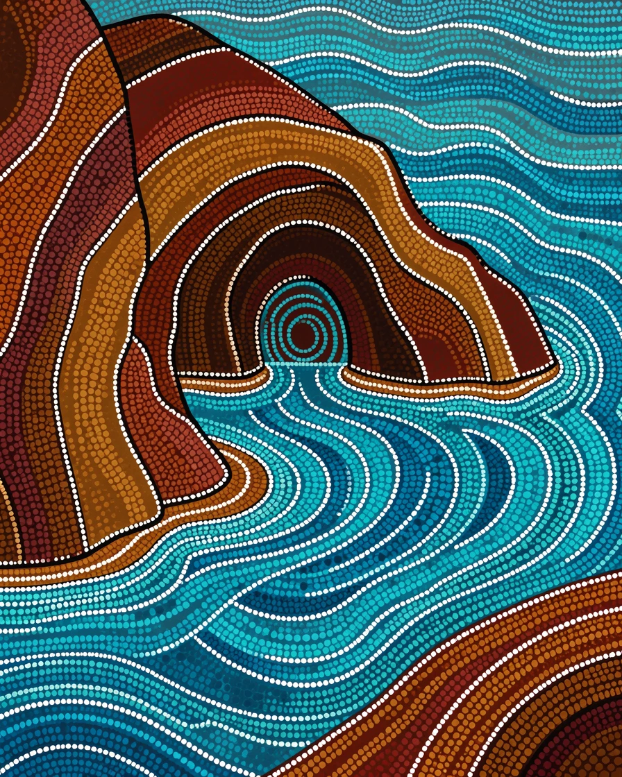 A coastal cave drifting through crystal clear water