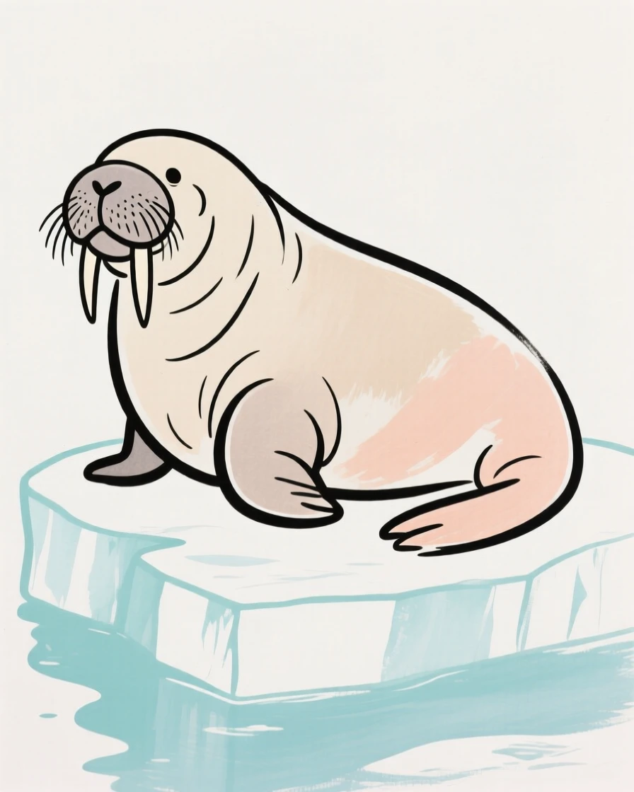 A walrus basking on an ice floe