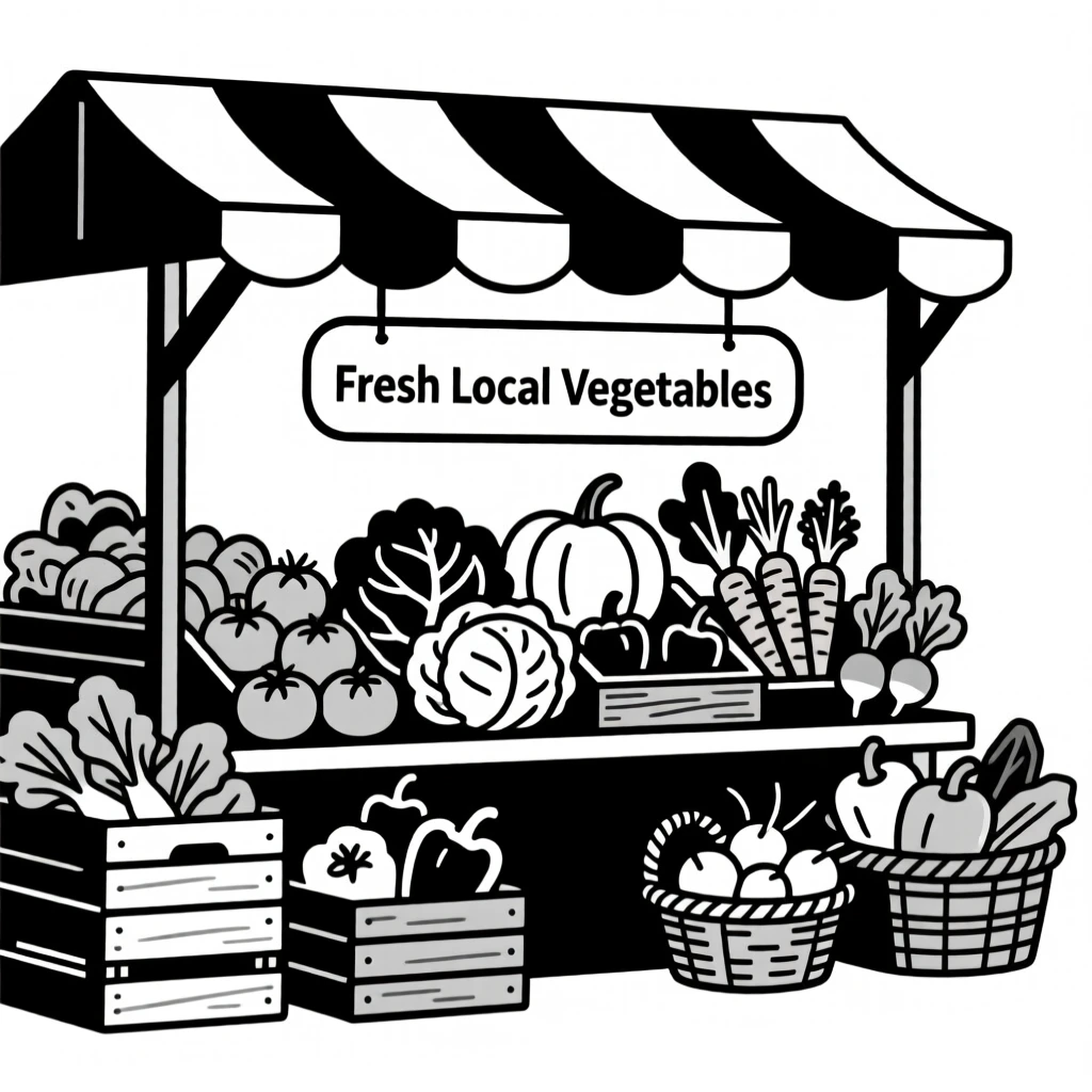 A farmers market stall overflowing with vegetables.