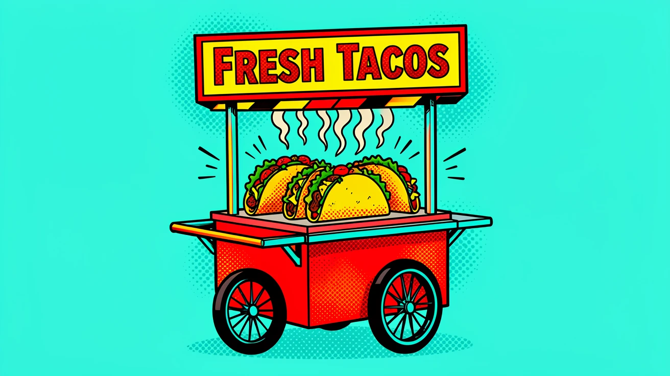 A Mexican street food cart serving fresh tacos