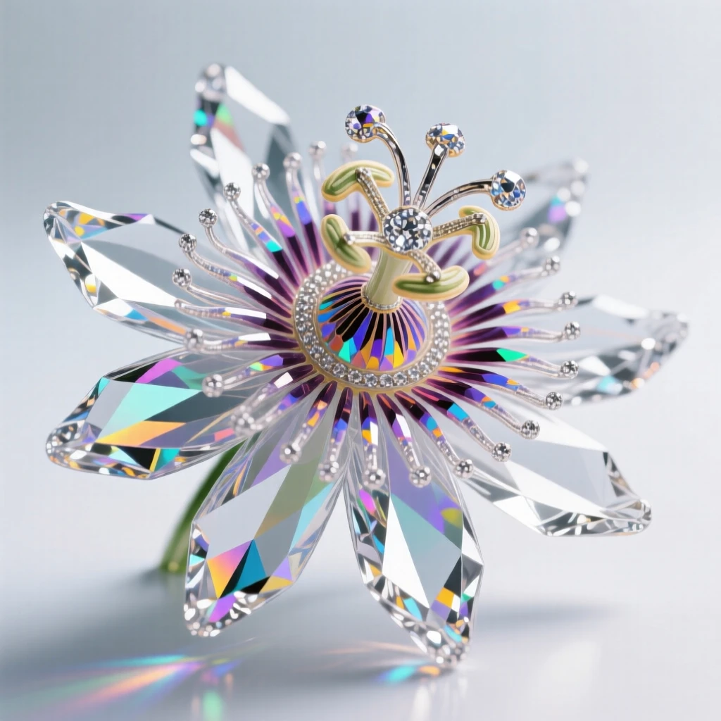 A single passionflower with intricate fringed petals, macro-style composition.