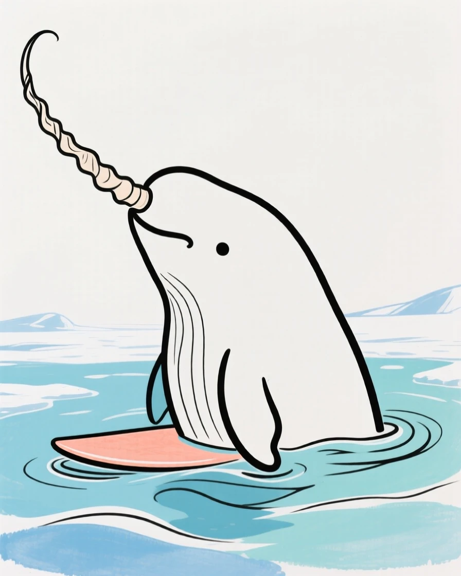 A narwhal surfacing in arctic water