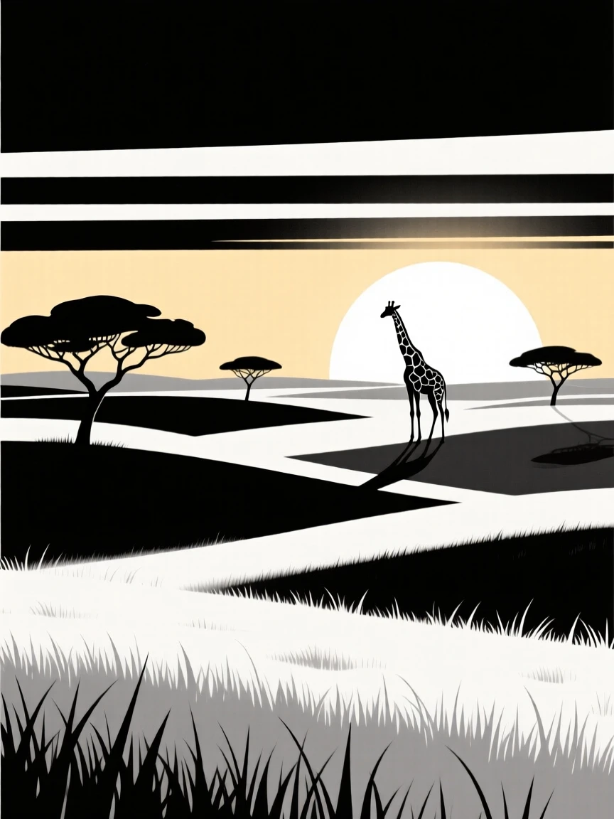 A savanna stretching to the horizon at golden hour.