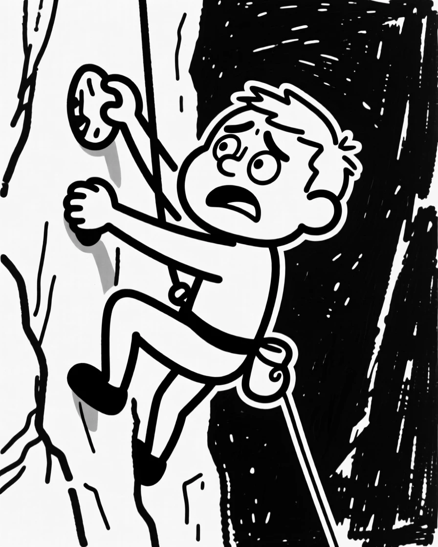A rock climber reaching for the next hold on a sheer cliff face.