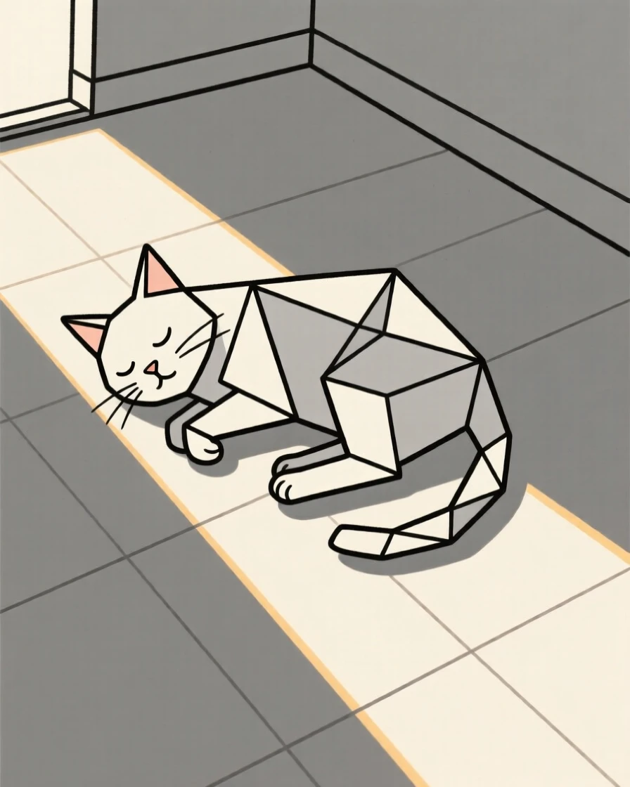 A cat napping in a sunbeam on the floor