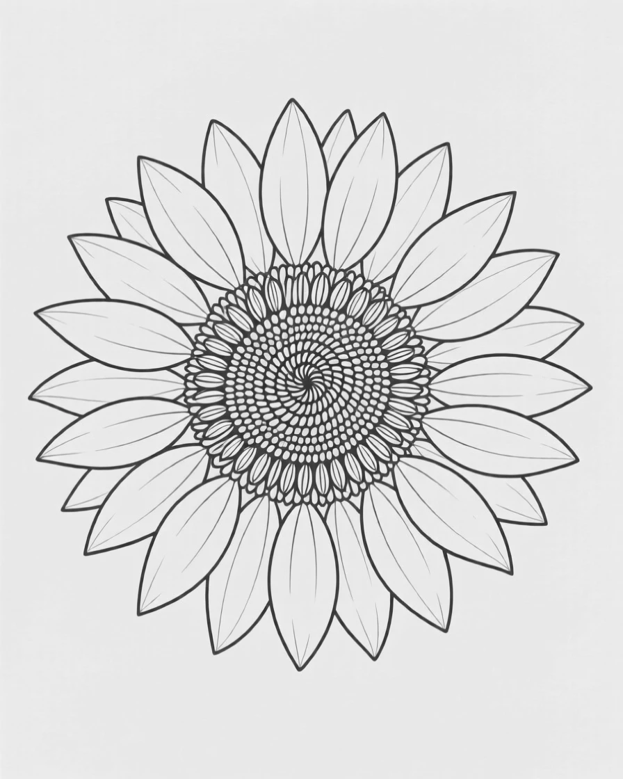 A single sunflower head with visible seed spiral pattern