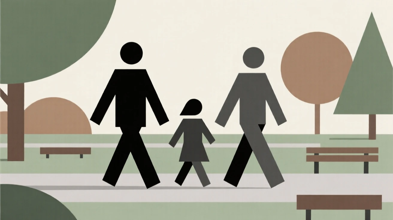 A family walking together through a park