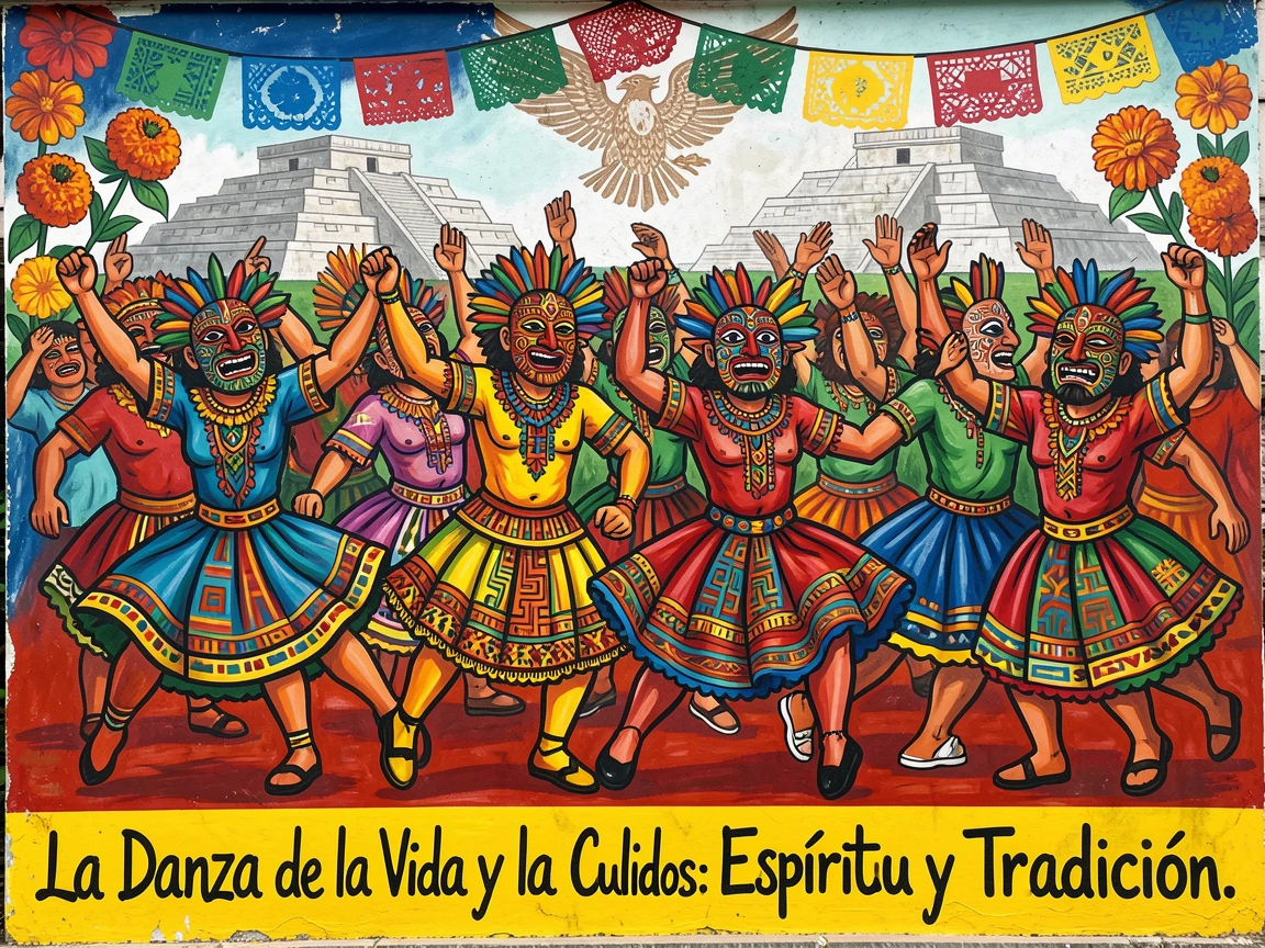 Masked performers dancing at a cultural celebration