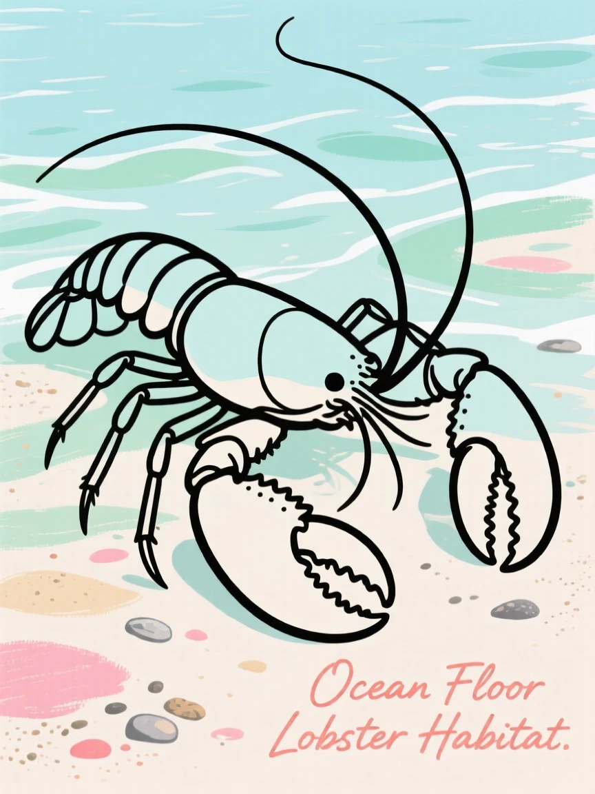 A lobster on the ocean floor