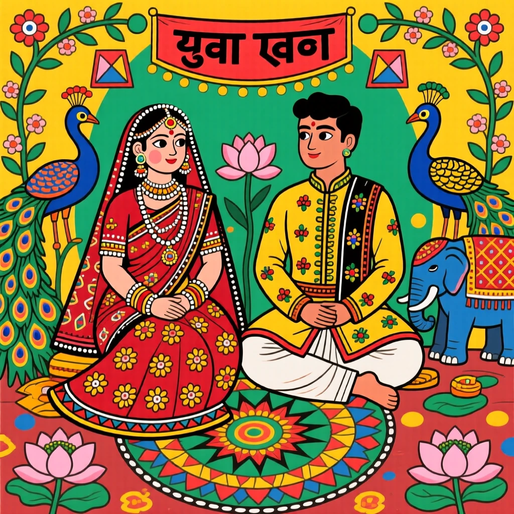 A bride adorned with jewelry sitting beside her groom at the ceremony.