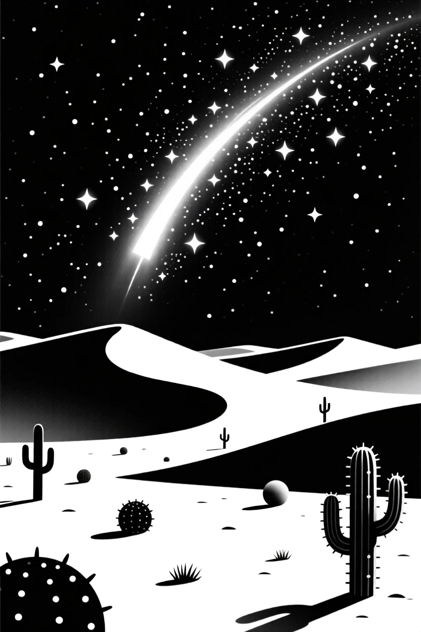 The Milky Way arching over a desert landscape.