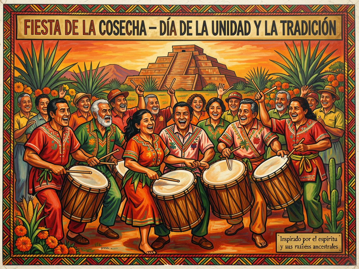 A group of drummers performing at a harvest festival