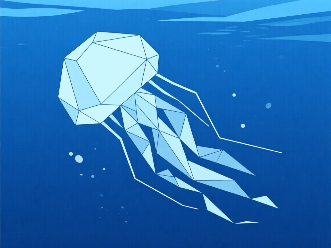 A jellyfish drifting through deep blue water