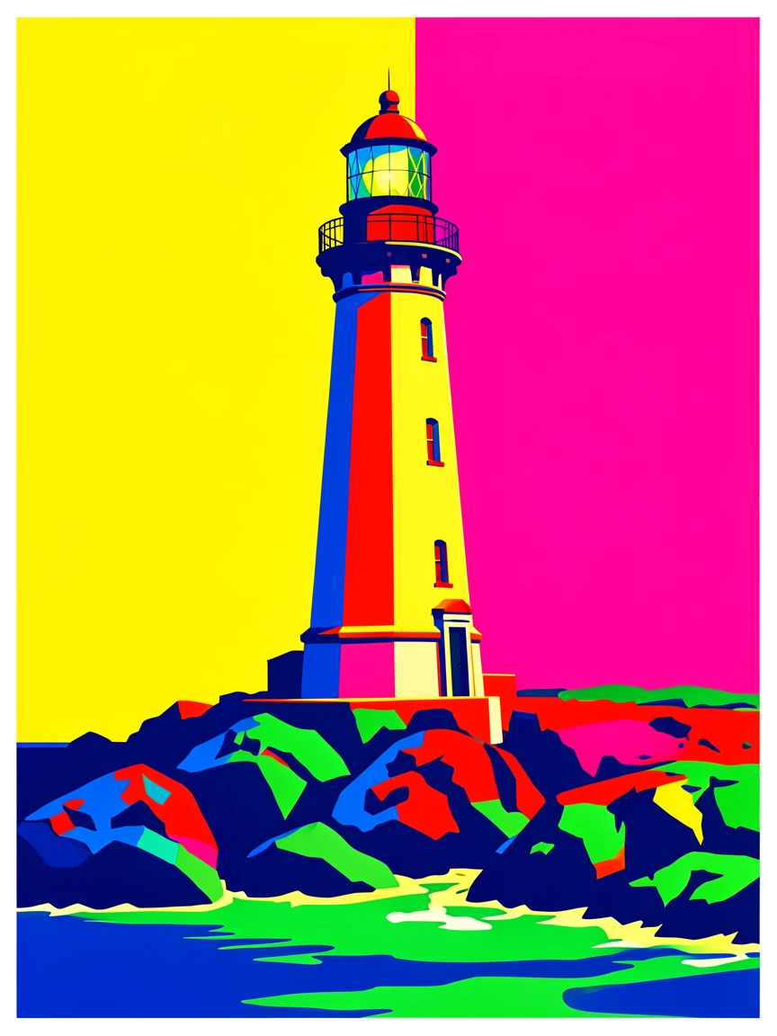 Lighthouse standing on a rocky coastline