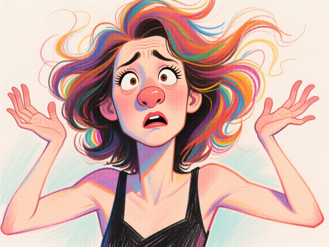 A woman doing an exaggerated shrug with palms up, completely confused.