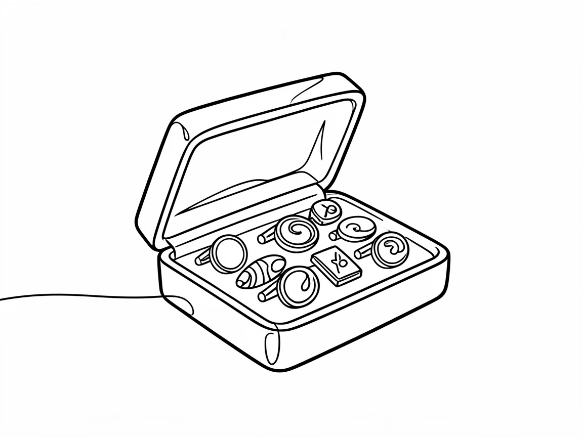 A collection of vintage cufflinks displayed in a small velvet case